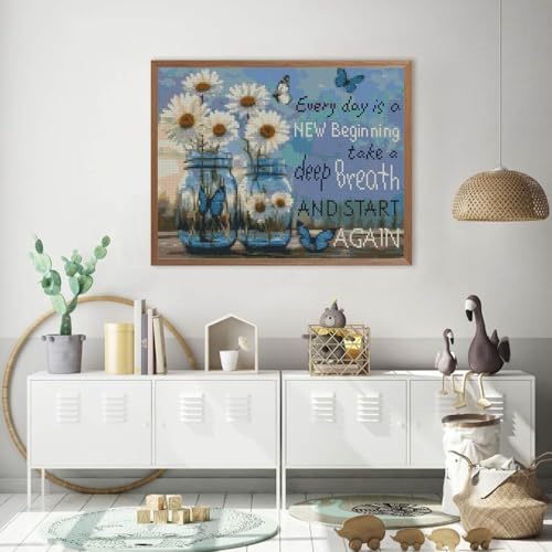 Flower Stamped Cross Stitch Kits Cross Stitch Patterns，Dimensions Cross Stitch Kits Embroidery Kit Arts and Crafts for Beginners 15.7x11.8 inch - Image 4