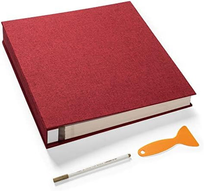 Super Large Photo Album Self Adhesive Scrapbook Album for 4×6 5×7 8×10 10×12 or Bigger Pictures DIY Magnetic Linen Cover Album 80Sheets/160Pages DIY Photo Album(Red) by HoneyTolly