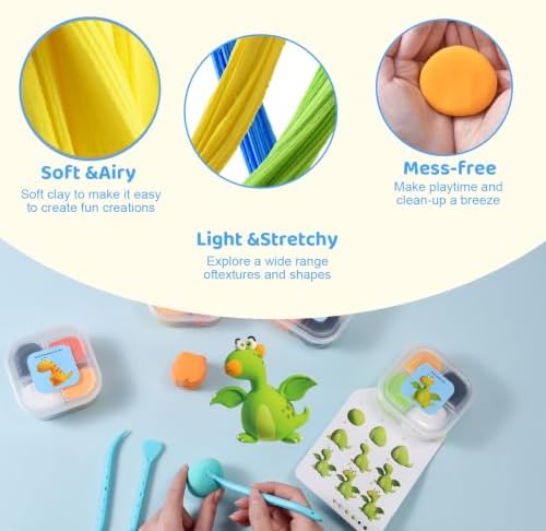 Air Dry Clay Kits, Kids Clay Set with Modeling Tools, DIY Art Crafts for Gifts Air Dry Clay Kit Set for Ages 3-12 Boys and Girl Creative Family DIY and Holiday Celebrations Birthday Party - Image 4