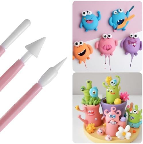 8 Pcs Clay Sculpting Tools Kit Fondant Sculpting Tool Set Air Dry Clay Tools Double Head Pottery Modeling Clays Carving Tool Plastic Cake Decorating Pens for Flower Modeling Baking Crafts Adult Pink - Image 4