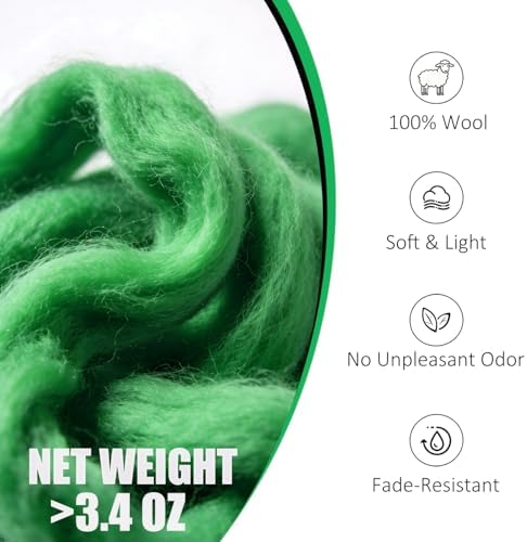 3.4oz Needle Felting Wool Jolly Green for DIY Needle Craft Enthusiasts - Image 2