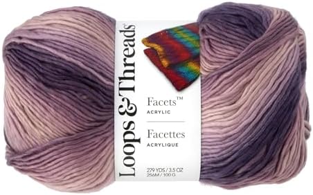 Loops & Threads Facets Yarn - Yarn for Knitting, Crochet, Weaving, and Arts & Crafts - Purple, Acrylic, 3.5 oz by LoopsThreads