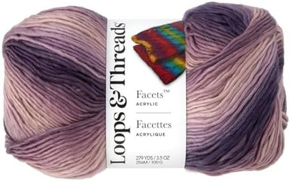 Loops & Threads Facets Yarn - Yarn for Knitting, Crochet, Weaving, and Arts & Crafts - Purple, Acrylic, 3.5 oz by LoopsThreads