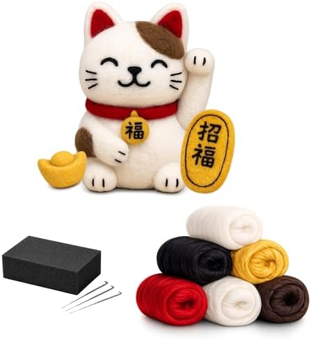 Wooly Nest Beginner Needle Felting Kit for Adults & Kids – DIY Wool Craft Starter Set with All Tools and Wool Included (Arctic Penguin, White) - Image 7