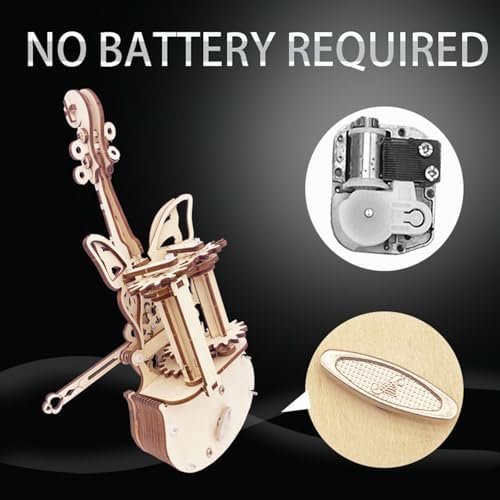 3D Wooden Puzzle for Adults Cool Cello Music Box DIY Model Wood Crafts Kits - Image 5