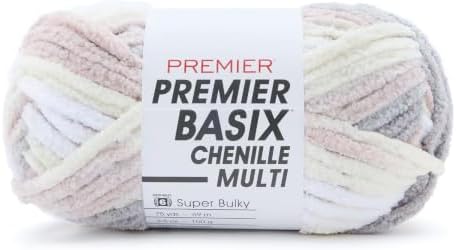 Premier Basix Chenille Brights Yarn, Plush Bulky Chenille Yarn for Crocheting & Hand Knitting, Soft Yarn for Cozy Projects, Chunky Yarn for Hand Knitting, Toasted Marshmallow by Premier