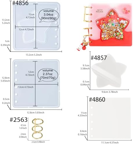 DIY Resin Shaker Journal Kit Star - Complete Set with Square Notebook Molds, Binder Refills - Image 2