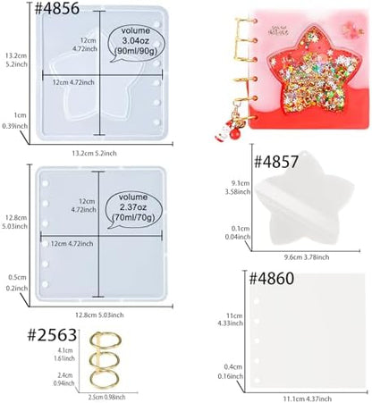 DIY Resin Shaker Journal Kit Star - Complete Set with Square Notebook Molds, Binder Refills - Image 2
