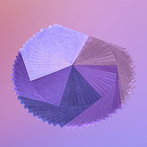 Natural Fiber Mulberry Paper Sheets 6 x 6 Inches, 50 PCS Handmade Craft Paper for Origami, Scrapbooking, Card Making, DIY Decoration, Mixed Media Art (Purple Tone, 6x6 Inch) - Image 6