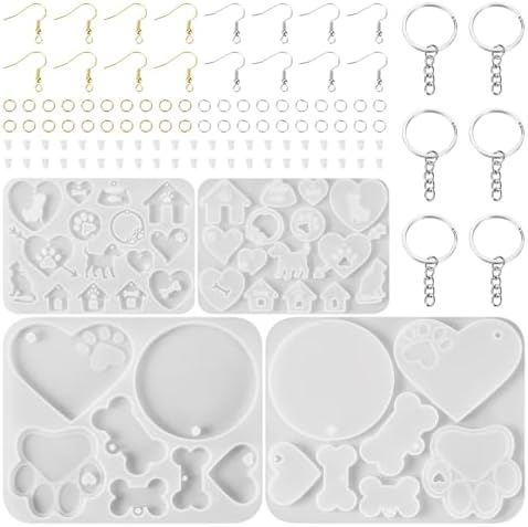 Craftdady 2 pcs Pet Theme Resin Jewelry Mold Cat Dog Bone Epoxy Mold Pendant Casting Mold Animal Keychain Silicone Mold for Pet ID Tags Jewelry Making Pendant Necklace Earrings DIY Handmade Crafts - Image 2