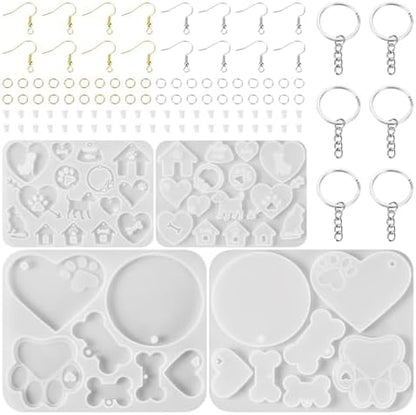 Craftdady 2 pcs Pet Theme Resin Jewelry Mold Cat Dog Bone Epoxy Mold Pendant Casting Mold Animal Keychain Silicone Mold for Pet ID Tags Jewelry Making Pendant Necklace Earrings DIY Handmade Crafts - Image 2