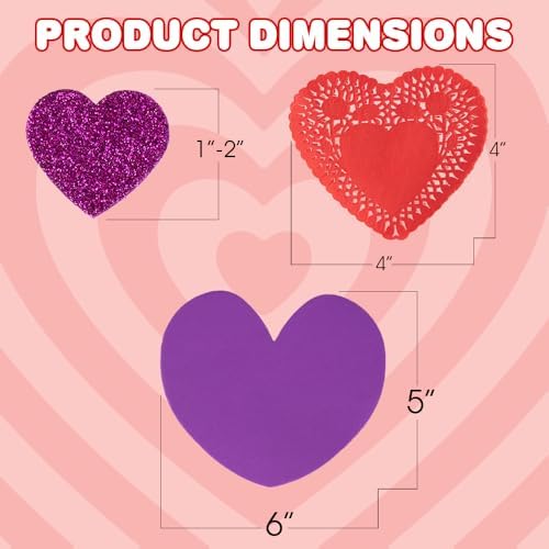 ArtCreativity 126+ Pcs Valentine's Day Heart Doilies Card Crafts for Kids - Valentine Day Crafts for Classroom Parties - Valentines Craft Supplies Kits with Heart Doilies and Glitter Foam Stickers - Image 7