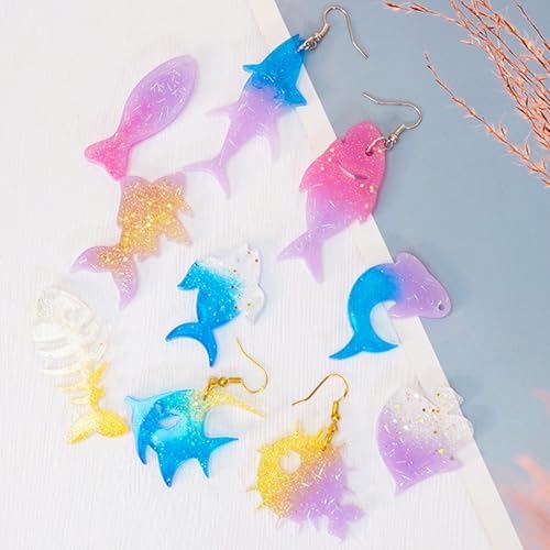 4 PCS Resin Molds Earring Jewelry Casting Silicone Molds, Marine Style Resin Earring Molds Silicone with Ear Hooks, Jump Rings for DIY Earrings, Pendant Craft Supplies, Resin Jewelry - Image 7