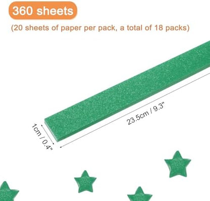MECCANIXITY 360 Sheets Origami Paper Glitter Stars Papers Deep Green Fold Paper for Beginner Arts Crafts Projects,0.4 x 9.3 Inch - Image 2