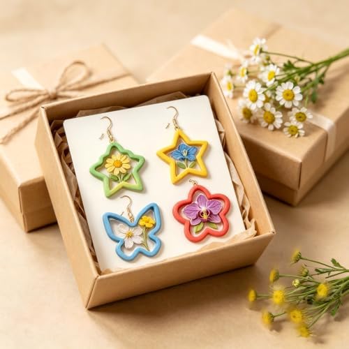 14Pcs Nature Theme Polymer Clay Cutters Set, Clay Earrings Cutters Polymer Jewelry Cutter for Earrings Making DIY Craft Supplies - Image 4