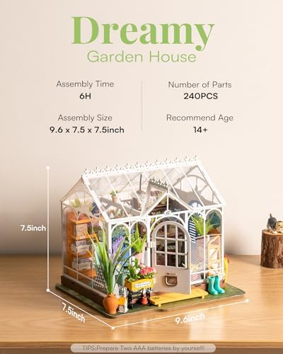 Rowood DIY Miniature House Kit,Mini Dollhouse KIt,Mayberry Street Craft Model Kits for Adults with LED,Birthday Gift/Home Decor for Family Friends-Dreamy Garden House - Image 3