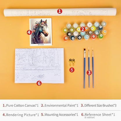 TUMOVO Horse and Florals Paint by Numbers Craft Kit for Adults - Image 3