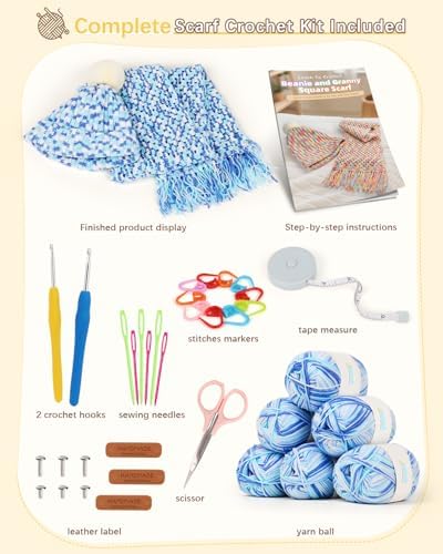 Katech Crochet Kit for Beginners w/Step-by-Step Instruction for Hat, Scarf - Image 4