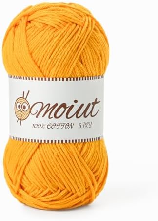 Cotton Yarn for Crocheting, Baby Yarn for Crocheting Soft, 131yds / 1.76oz Fluffy Amigurumi Crochet Yarn, 5 Ply 100% Milk Cotton Yarn for Puzzle、Socks、Clothes(Turmeric) by OMoiut