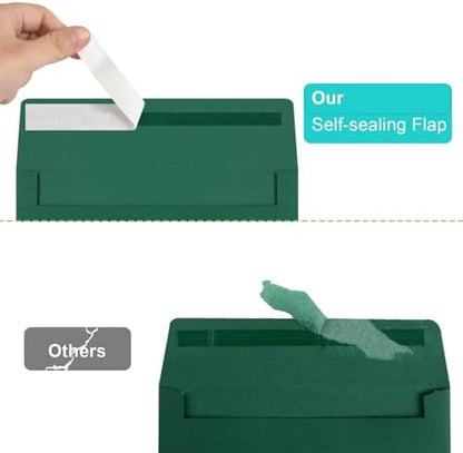 65 Packs 4x6 Envelopes A4 for Invitations, Printable Envelope Self Seal For Weddings, Invitations, Photos, Greeting Cards, Mailing (Dark Green) - Image 3