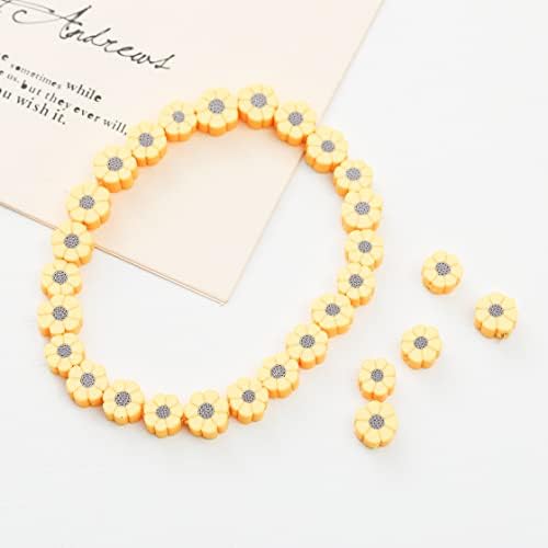 100pcs Yellow Sunflower Polymer Clay 10mm Spacer Beads for Women Jewelry Making DIY Bracelet Necklace Hair Clip (Sunflower) - Image 2