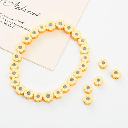 100pcs Yellow Sunflower Polymer Clay 10mm Spacer Beads for Women Jewelry Making DIY Bracelet Necklace Hair Clip (Sunflower) - Image 2