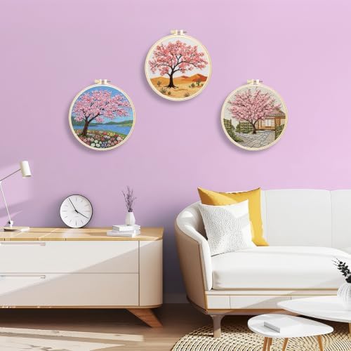 Huacan Embroidery Kit for Adults Beginners with 3 Hoops & Gift Box - Image 5