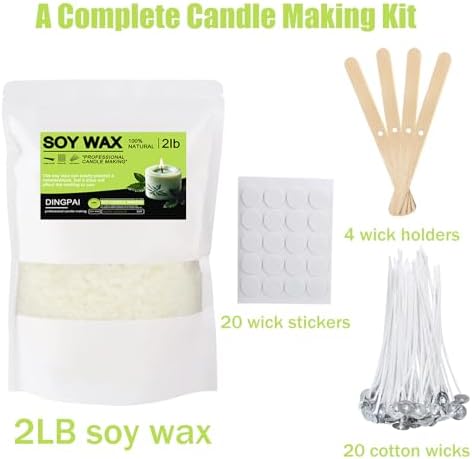 DINGPAI Natural Soy Wax for Candle Making, 2lb Organic Soy Wax Flakes - Image 2