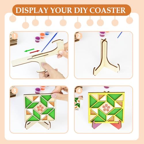 CollectHall Wooden Coasters Painting Kit with Wood Stand - Image 5