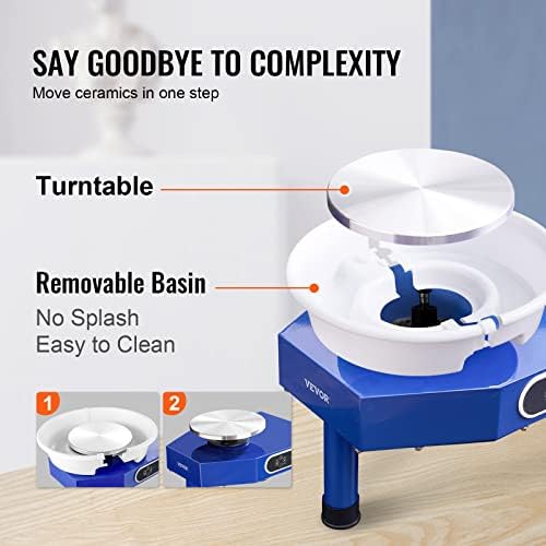 VEVOR Pottery Wheel for Adults Beginners, 10in Ceramic Wheel Forming Machine, 60-300RPM Adjustable Speed, Manual LCD Panel and Foot Pedal, Complete Pottery Set for Art Craft Work Home DIY - Image 3