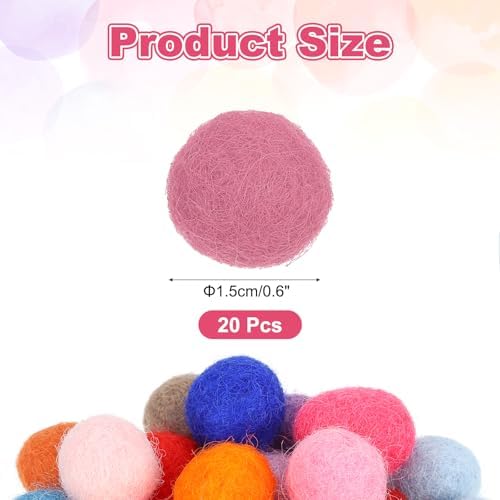 PATIKIL Wool Felt Balls Beads Wool Felting Pom 1.5cm 15mm Pink for Home Decor DIY Crafts Handcrafts Project Pack of 20 - Image 2