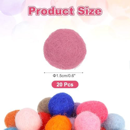 PATIKIL Wool Felt Balls Beads Wool Felting Pom 1.5cm 15mm Pink for Home Decor DIY Crafts Handcrafts Project Pack of 20 - Image 2