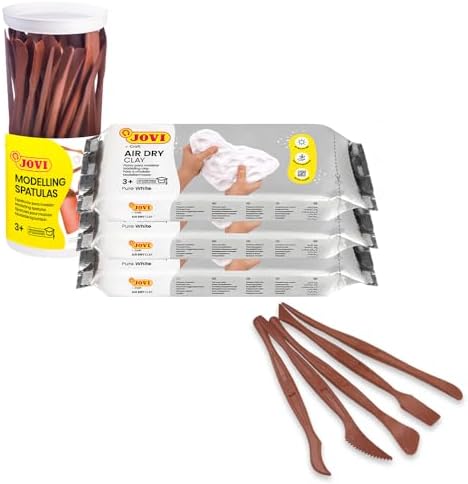 Jovi - Air Dry Modeling Clay, 3 x 1.1lb White Clay Bars with 45 Sculpting Tools (5 Different Models), Pottery Clay for Kids and Adults by Jovi