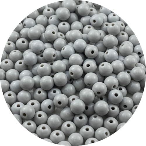200pcs Acrylic Round Beads for Crafts 10mm Resin Candy Color Spacer Beads with Hole for Jewelry Making Sewing Crafts Decoration Necklaces Bracelets Earrings Supplies(Gray) by Unknown