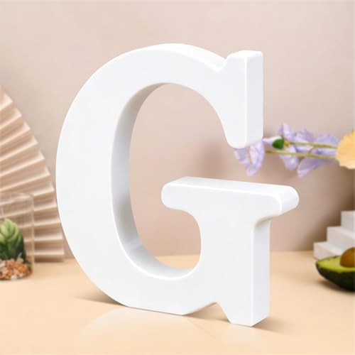 6 Inch White Wood Letters Unfinished Wooden Letters for Wall Decor Decorative Standing Letters Slices Sign Board Decoration for Craft Home Party Projects (G) by Unknown