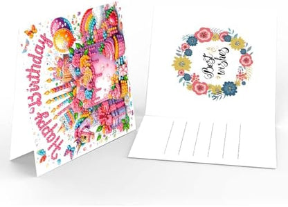 ACSAUMMY Diamond Art Happy Birthday Cards, 6 Pack 5D Diamond Greeting Cards Kits for Adults DIY Diamond Art Birthday Cards with Envelopes Birthday Gifts for Families, Friends, Partners - Image 5
