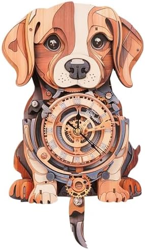 3D Puzzles for Adults, Dog Wall Clock 3D Wooden Puzzles Clock Kits for DIY Birthday Gift for Women Men Home Decor Holiday Christmas by Jollitot