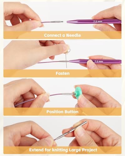 Aeelike Interchangeable Knitting Circular Needles 3-10.0mm, Purple Heart - Image 4