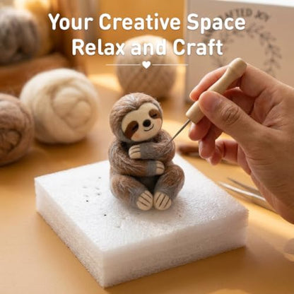 DIY Needle Felting Kit Cute Hugging Sloth – Needle Felting Starter Kit with Fiber Roving, Needles, Felting Pad & Instructions | Felted Animal Kit for Beginners Adults | DIY Craft Gift Home Decoration - Image 7