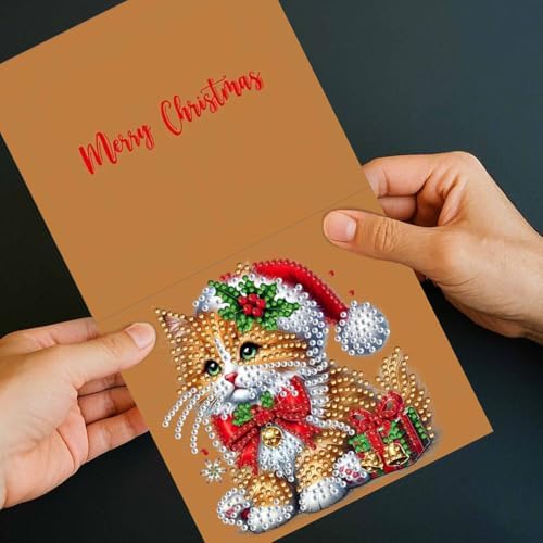 10 Pack 5D DIY Diamond Painting Christmas Greeting Card Kit, Diamond Art Birthday Holiday Greeting Card, Art Crafts Kit Creative with Envelope - Image 5