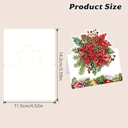 Christmas Diamond Art Painting Cards, 6-Pack DIY Holiday Greeting Card Kit with Envelopes & Rhinestones, Festive Craft Project for Adults, Personalized Seasonal Gift Idea - Image 2