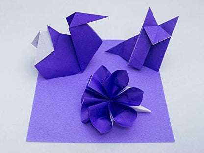 [Taro's Origami Studio] Standard 6 Inch One Sided Single Color (Purple) 50 Sheets (All Same Color) Square Easy Fold Premium Japanese Paper for Beginner (Made in Japan) - Image 3