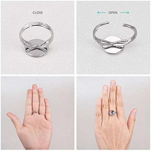 SUNNYCLUE 80Pcs Ring Blanks Finger Rings Making Kit 40Pcs Ring Blank Base Pad Adjustable Bezel Trays 40Pcs 12mm Glass Cabochons for DIY Cabochon Jewelry Making Kits Adult Women - Image 6