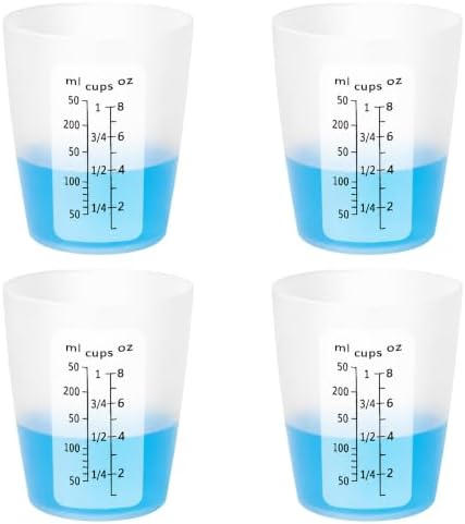 4Pcs Silicone Resin Mixing Measuring Cups 250ml / 8oz for Resin Supplies, Easy-to-Read Black Marks, Non-Stick Reusable Silicone Pouring Cups for Epoxy Mixing by SwigranceQualityCreativity
