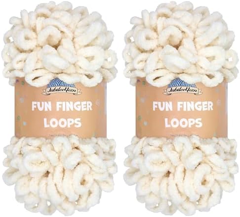 JubileeYarn Fun Finger Loops Yarn - Ivory - 2 Skeins by BambooMN