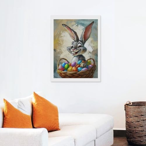 Fantasy Easter Bunny Diamond Drawing Art Kit for Adults Colorful Eggs DIY Diamond Art Painting for Beginners Full Drill Round Gem Art Painting for Crafts Home Wall Decor - Image 6