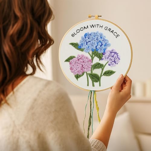 Nuberlic Hydrangea Embroidery Kits for Beginner Adults - Image 3
