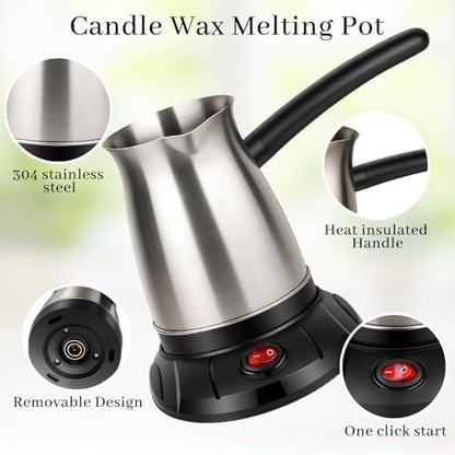 KEARLGMBH Wax Melter for Candle Making, Soy Candle Making Kit with Wax Melting Pot, DIY Candles Making Supplies Including 1lbs Soy Wax, Candle Wax Melter, Stirring Spoon, Wicks, and Centering Device - Image 4