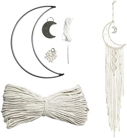JeogYong Macrame Kit, DIY Moon Dream Catcher Macrame Kits for Kids & Adults Beginners, Includes Metal Hoop Rings Macrame Cord or More Craft Supplies and Materials for Bohemian Wall Decor Dreamcatcher by JeogYong