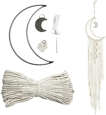 JeogYong Macrame Kit, DIY Moon Dream Catcher Macrame Kits for Kids & Adults Beginners, Includes Metal Hoop Rings Macrame Cord or More Craft Supplies and Materials for Bohemian Wall Decor Dreamcatcher by JeogYong